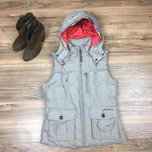 Eddie Bauer‎ Hooded Down Vest Women's Size M Color Cream